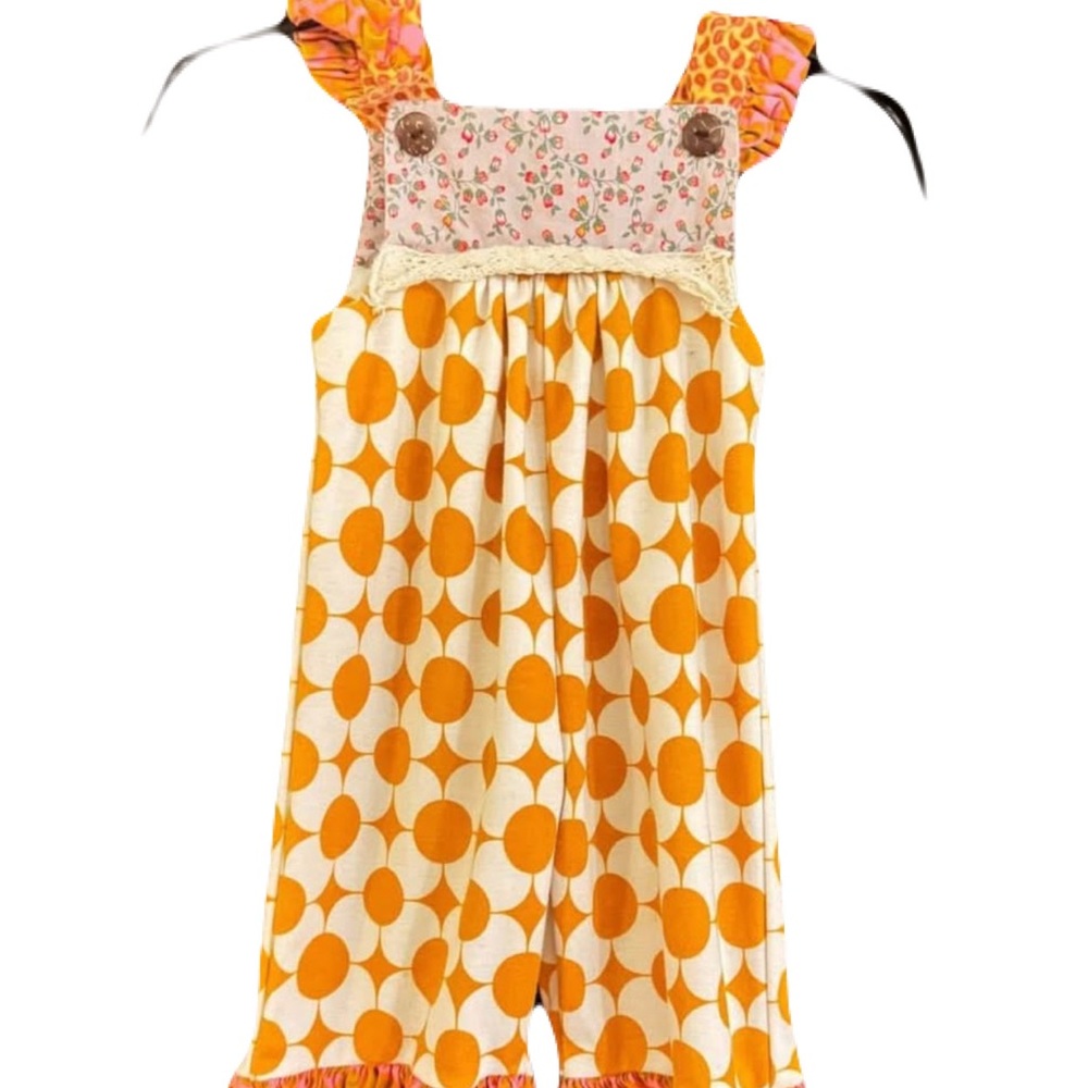 Anna Cole Polka Dot Jumpsuit with Pink Ruffle